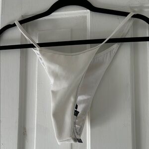 PrettyLittleThing White Ribbed Bikini Bottom - Never Worn